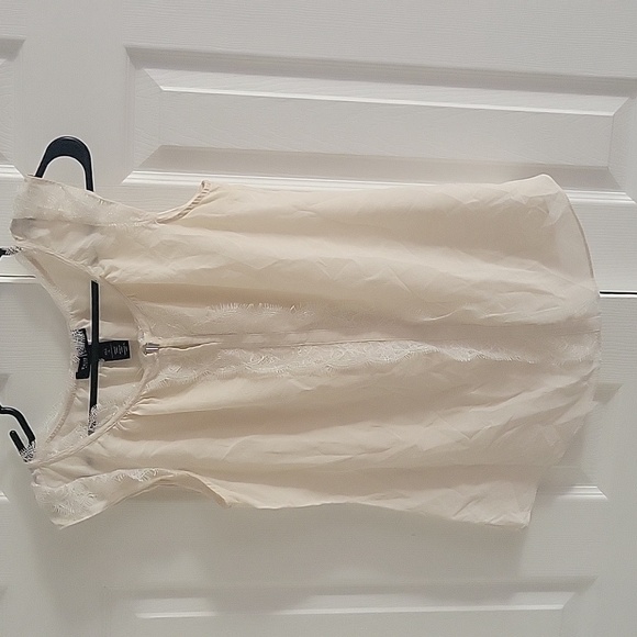 Whbm Lace Trim Popover Silk Shell Top S - Picture 4 of 10